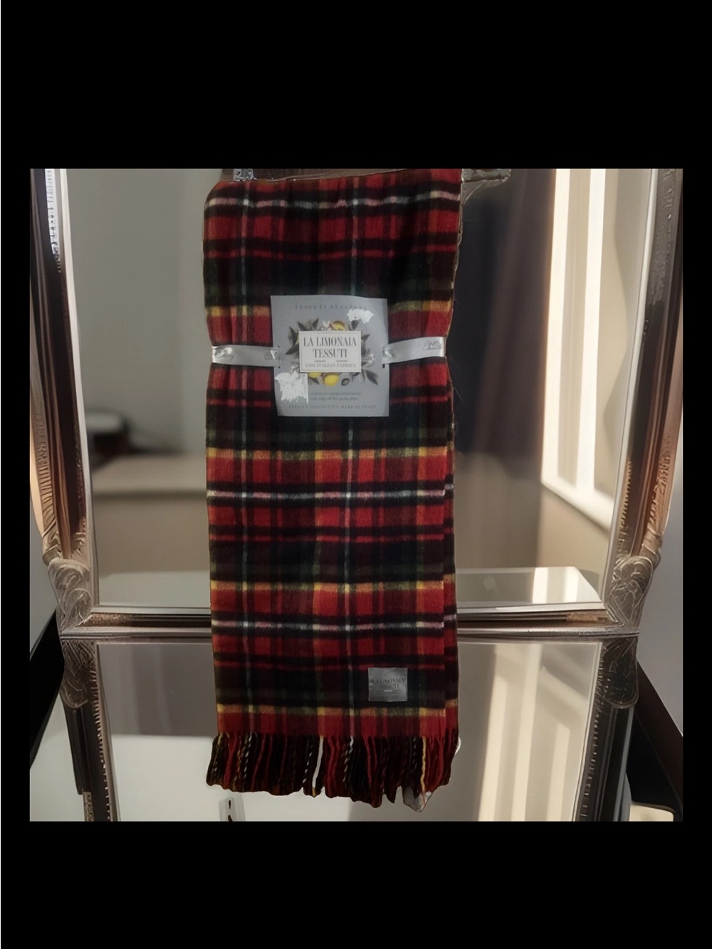 Red Tartan Plaid Throw Blanket made in Italy